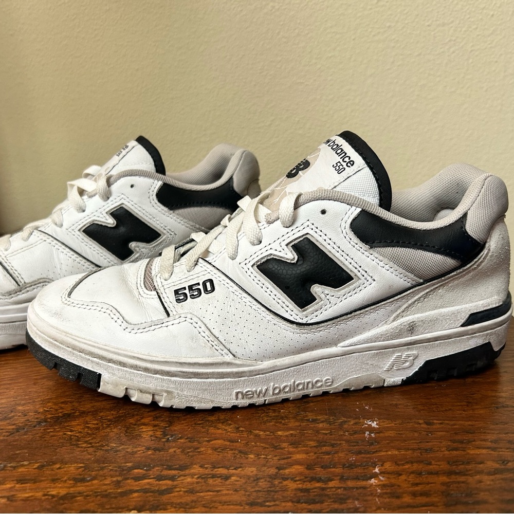 New Balance 550 White and Black Sneakers - Picture 3 of 5